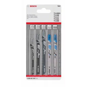 Bosch Accessories 2608667857 Sada čepelí priamočiarej píly drevo a kov Basic, 5-dielna, stopka T