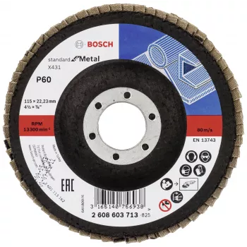 Bosch X431 Standard pre kov lamelový brúsny kotúč, 115 mm, zrno 60, sklolaminátový podklad 2608603713