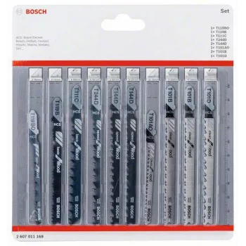 Bosch sada listov do priamočiarej píly na drevo 2607011169 10 kusov T-stopka HCS