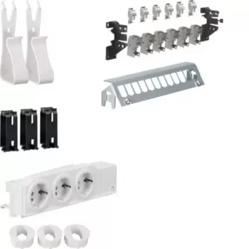 HAGER UM00M1 multimediálna rozvodná sada s 3 Schuko zásuvkami a 12 RJ45 Cat.6 patch portami, 24 TE