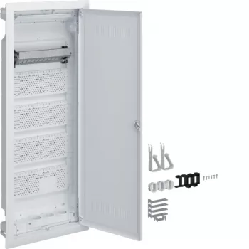 HAGER multimediálny Volta podomietkový rozvádzač, 5 radov, drážkované plastové dvere, biela VU60WWH