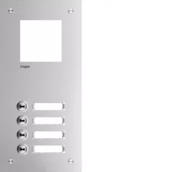 Hager RTQ104X predná doska domového telefónu, 4-tlačidlá, hliník