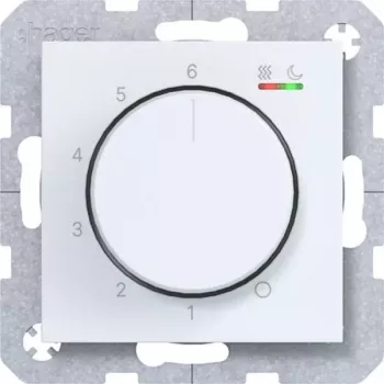 Hager WAN5011WM izbový termostat 230V 15W otočný/tlačidlový spínač kúrenie/chladenie polárna biely