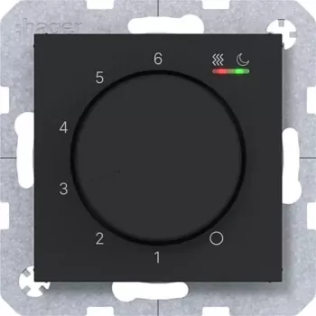 HAGER WAN5010BM izbový termostat 230V 16A otočné/tlačidlové ovládanie kúrenie
