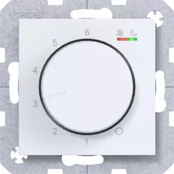 HAGER WAN5010WM izbový termostat 230V/16A otočný/tlačidlový gombík pre kúrenie