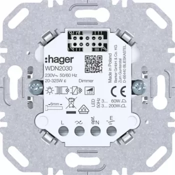 HAGER WDN2030 univerzálny stmievač vložka, 1-násobná, pod omietku, 230V, 300W/100W LED
