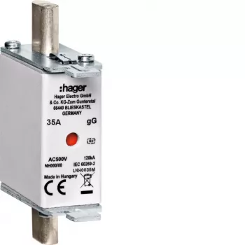 Hager LNH0035M NH000 gG 500V 35A poistková vložka s K-hlásičom úderníkový hlásič