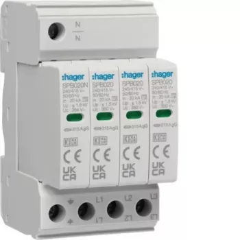 Hager SPB420 Typ 2 prepäťová ochrana 3P+N 275V AC 40kA DIN lišta