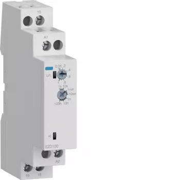 Hager EZD100 multifunkčné časové relé 24-240V AC/DC, 10 funkcií, 1 CO kontakt, DIN lišta