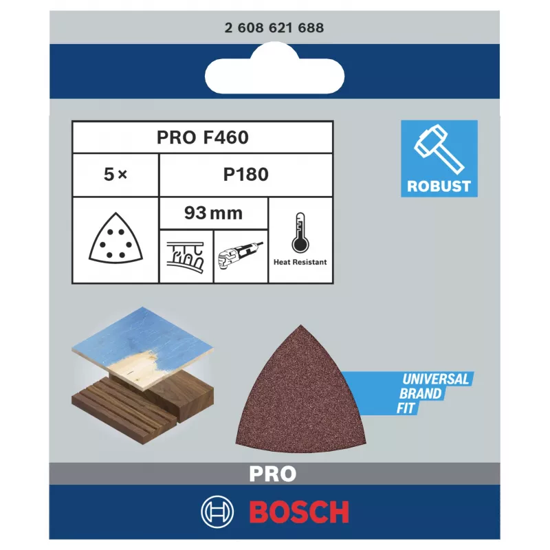 Bosch 2608621688 delta brúsny papier zrnitosť 180, 93 mm, 5 kusov