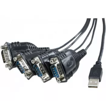 Exertis Connect USB na sériový adaptérový kábel, USB-A konektor samec na DB-9 konektor samec, 1,3 m, skrutky s ryhovanou hlavou, čierny 040344