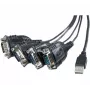 Exertis Connect USB na sériový adaptérový kábel, USB-A konektor samec na DB-9 konektor samec, 1,3 m, skrutky s ryhovanou hlavou, čierny 040344