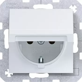 Hager WAS1110WM SCHUKO zásuvka so samozatváracou klapkou, IP44, polárna biela