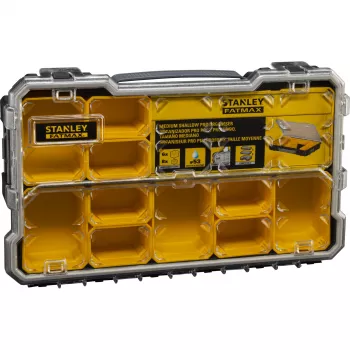 Stanley FatMax Pro-Stack Organizér na drobné diely s 10 vyberateľnými nádobkami, čierny/žltý