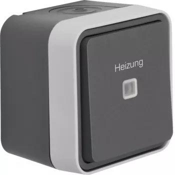 Hager WNC016 Povrchový prepínač kúrenia s označením kúrenia, IP55, sivý