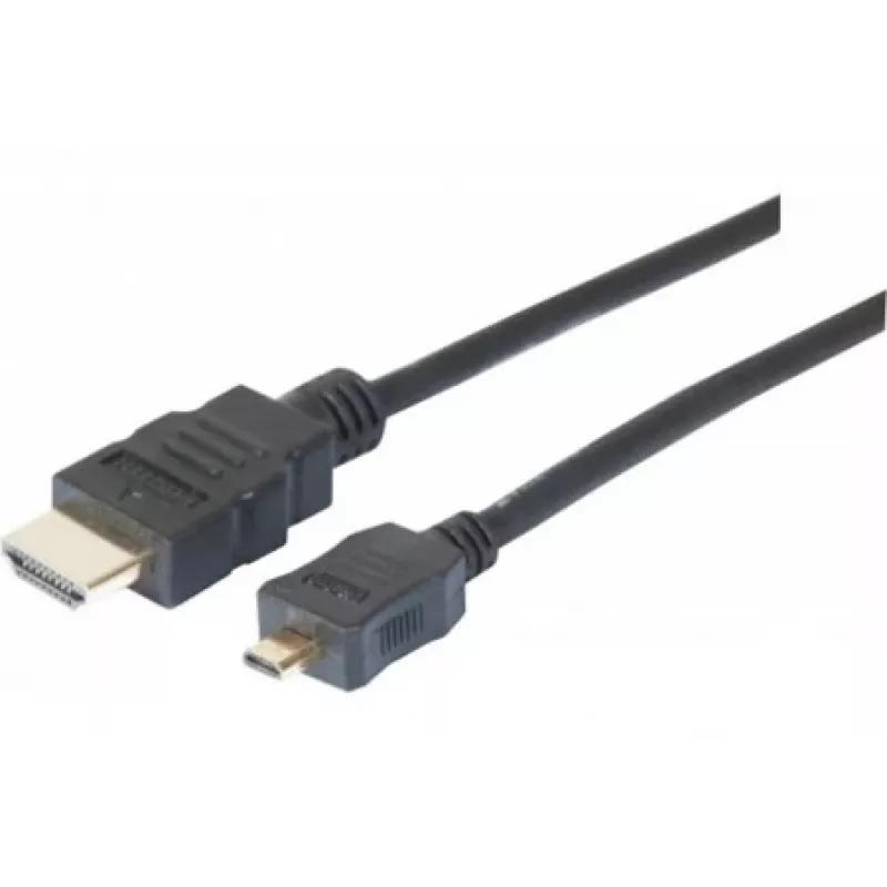 EXERTIS CONNECT Micro-HDMI kábel, High Speed s Ethernet, pozlátený, HDMI Type-A na Micro HDMI Type-D, 2,0 m 128495