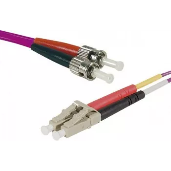 EXERTIS CONNECT Eco OM4 optický patch kábel LC duplex na ST duplex, 50/125 µm, erika fialová, 1,0 m, UPC Polish 392791