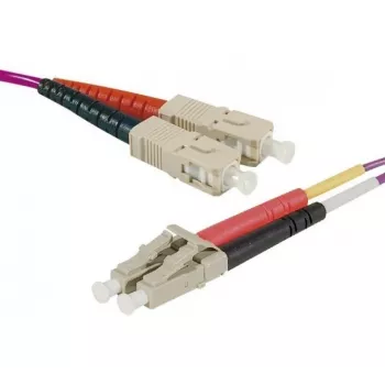 EXERTIS CONNECT OM4 optický patch kábel HD, SC duplex na LC duplex, 50/125 µm, erika fialový, 0,5 m 392800