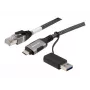 Dexlan USB Gigabit Ethernet sieťový kábel, USB C/A na RJ45, 2,0 m (310702)