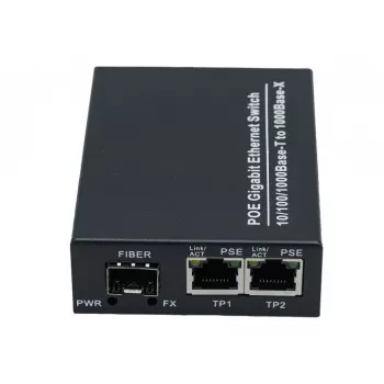 EXERTIS CONNECT mediakonvertor s 30 W PoE+ injektorom, 2x 10/100/1000 Mbps RJ45, 1x 100/1000 Mbps SFP slot 311793