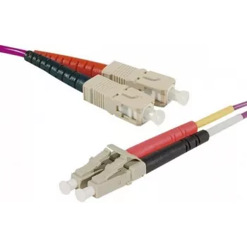 EXERTIS CONNECT optický patch kábel Eco, 50/125 µm, OM4 vlákno, SC duplex konektor samec/LC duplex konektor samec, erika fialový, 3,0 m UPC UPC brús (392803)