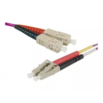 EXERTIS CONNECT optický patch kábel Eco, 50/125 µm, OM4 vlákno, SC duplex konektor samec/LC duplex konektor samec, erika fialový, 3,0 m UPC UPC brús (392803)