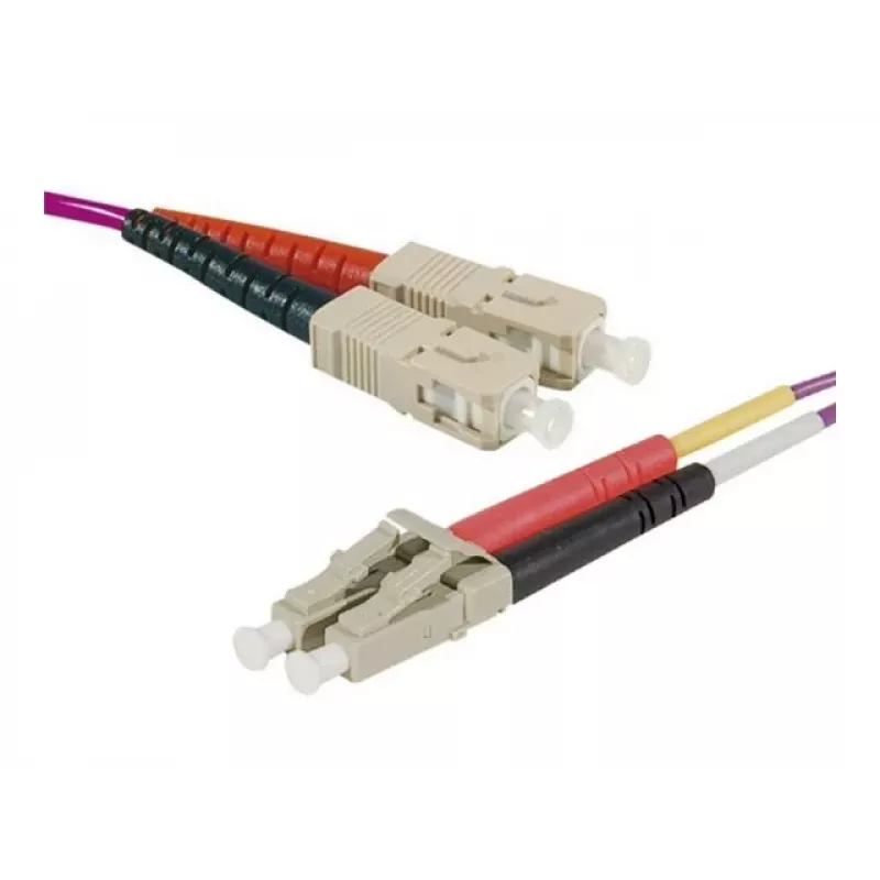 EXERTIS CONNECT optický patch kábel Eco, 50/125 µm, OM4 vlákno, SC duplex konektor samec/LC duplex konektor samec, erika fialový, 3,0 m UPC UPC brús (392803)