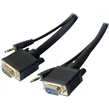 EXERTIS CONNECT S-VGA monitorový kábel s audiom, 15-pinový HD D-Sub konektor samec na konektor samec, 5,0 m, čierny 137221