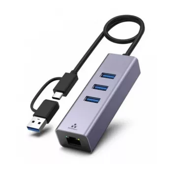 Exertis Connect USB 3.1 Gigabit Ethernet sieťový adaptér s USB hubom a Type-C konvertorom (310763)