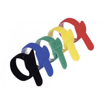 Exertis Connect sada suchých zipsov na káble, 210 mm x 16 mm, 15 kusov, 5 farieb (čierna, modrá, zelená, žltá, červená)