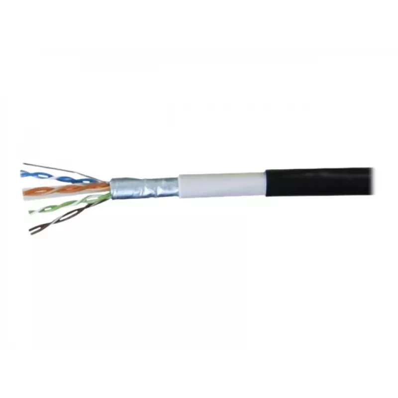 EXERTIS CONNECT Cat6 F/UTP vodotesný outdoorový patch kábel, 2m, čierny 845040