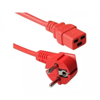 Exertis Connect 16 A zahnutý Schuko na rovný C19 napájací kábel, červený, 2 m 640055