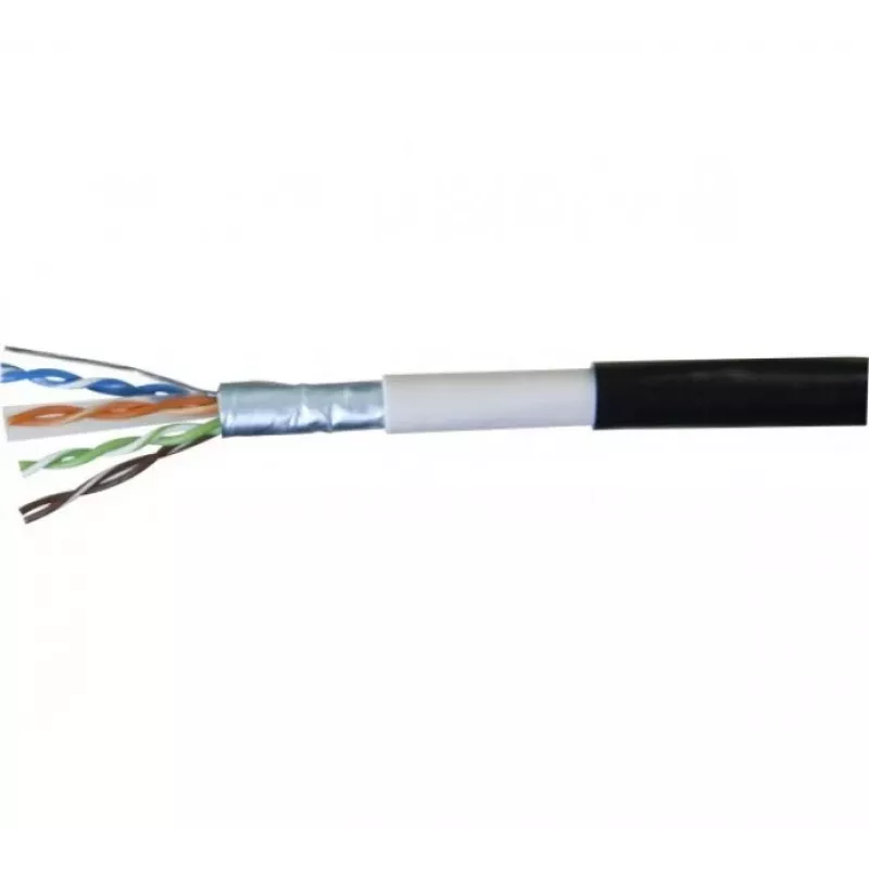 Exertis Connect 845038 Vodotesný prepojovací kábel Cat.6 F/UTP, 0,5 m, čierny, tenká ochrana proti ohybu