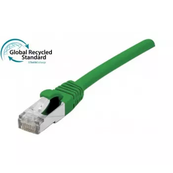 EXERTIS CONNECT Cat. 6A S/FTP patch kábel, TPE, bezhalogénový, GRS certifikovaný, ochrana jazýčka, zelená, 0,15 m 854527