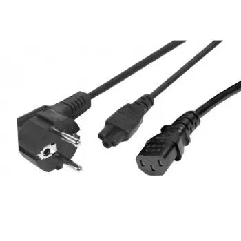 Exertis Connect rozbočovač napájacieho kábla - CEE 7/7 konektor samec na IEC C5 & C13 konektor samica, 10A 250V, 1,2 m hlavný kábel / 0,6 m odbočky, čierny 808411