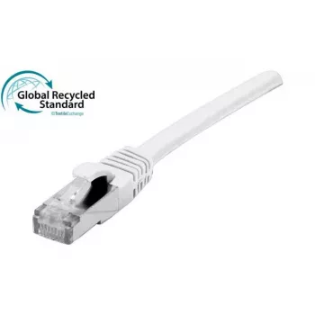 EXERTIS CONNECT Cat. 6A S/FTP patch kábel, TPE, bez halogénov, GRS certifikovaný, ochrana jazýčka, biely, 0,5 m 854556