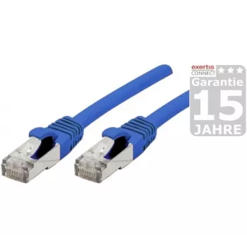 Exertis Connect CAT 6a S/FTP patch kábel, RJ45 konektor samec na RJ45 konektor samec, 20 m, bez halogénov, modrý 858460