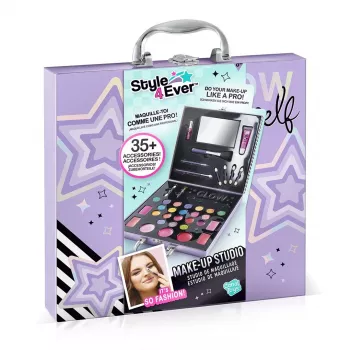 Canal Toys Make-Up Studio (OFG313) – Detská bezpečná kozmetická sada s 10 očnými tieňmi, 6 leskmi na pery, 2 rúžmi, aplikátormi, štetcom a skladacím puzdrom so zrkadlom