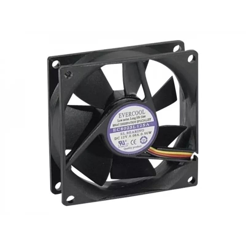 Exertis Connect Evercool 80 mm skriňový ventilátor – klzné ložisko, 2000 ot/min, 26,5 CFM, čierny 910184