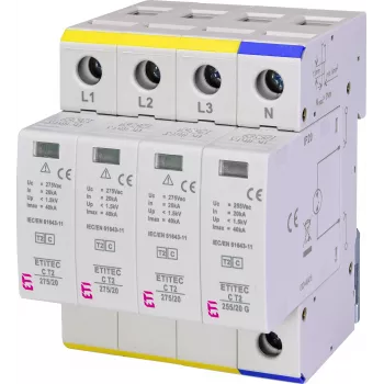 ETI ETITEC C T2 275/20 3+1 prepäťová ochrana Typ 2, 275 V AC, 4-polová 002440403