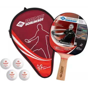 Donic Schildkröt 788450 pingpongová raketa pre začiatočníkov a rekreačných hráčov - čierny povrch, drevená rukoväť, konkávna, 5-vrstvové drevo, 1,0 mm špongia, ITTF neschválená