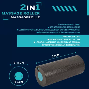 SCHILDKROT 2-in-1 masážny roller sada čierna/modrá EPP pena 960237