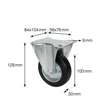 Wagner design yourself pevné koliesko RO 8104, 100 mm koleso, strieborné puzdro, čierne PP koleso, nosnosť 100 kg 4810401