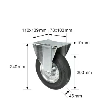 Wagner design yourself pevné koliesko RO 8200 strieborné, 50 mm koleso, nosnosť 50 kg, pozinkovaná oceľ 4820001