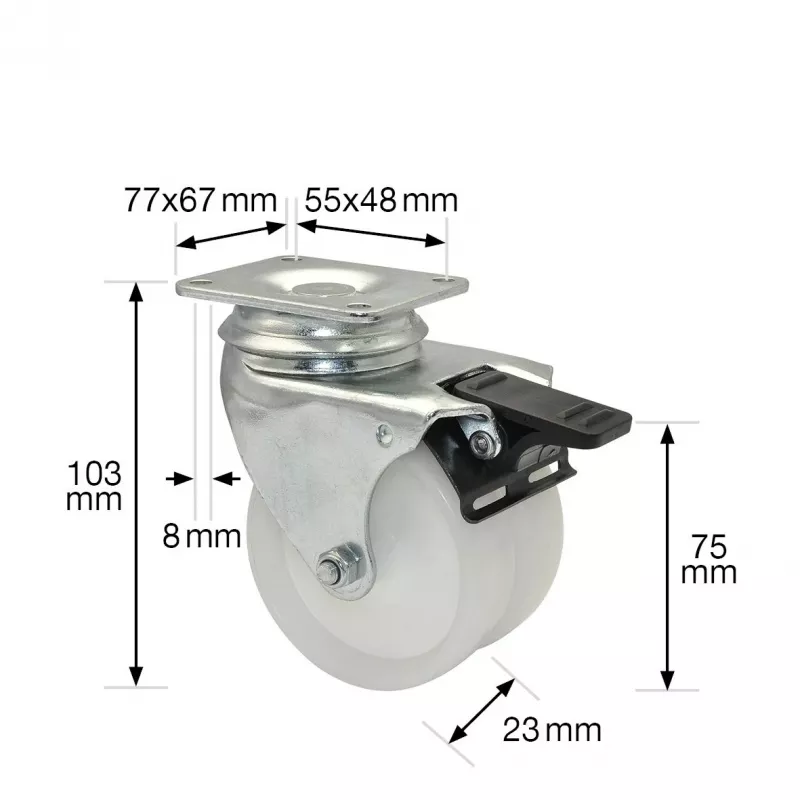 Wagner design yourself ECO RO 3277 dvojité otočné koliesko 32 mm biela/sivá (3327701)