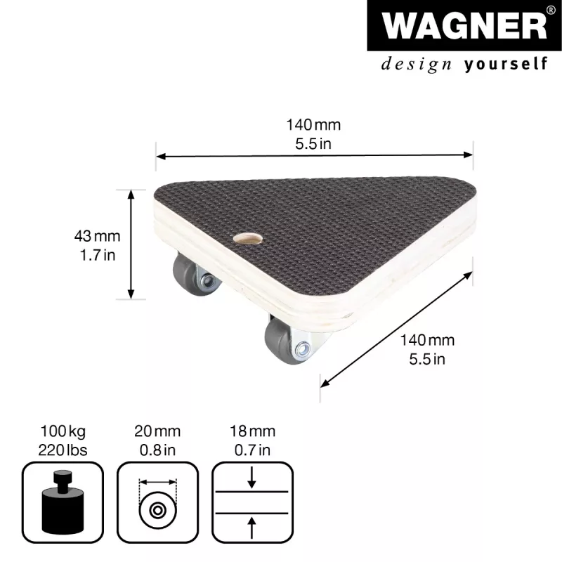Wagner design yourself Transportrolle MM 1314 hnedá 140 x 140 x 43 mm do 100 kg (20131401)