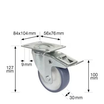 Wagner design yourself otočné koliesko RO 7600 sivé 75 mm (4760001)