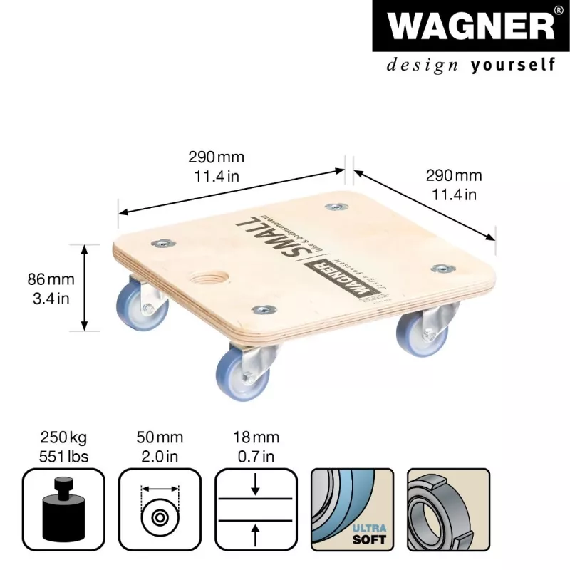 Wagner design yourself transportné koliesko MM 1353 breza 29,0 x 29,0 x 8,6 cm do 250 kg (20135301)