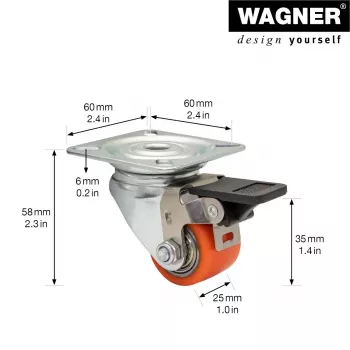 Wagner design yourself otočné koliesko pre ťažké zaťaženie RO 7935 červené 75 mm 100 kg 4793501