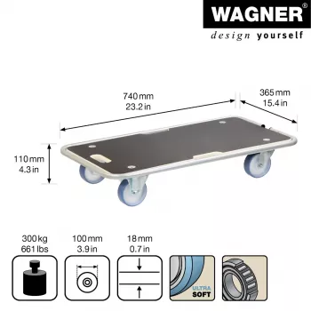 Wagner design yourself transportný vozík MM 1345 hnedý 36,5 x 74,0 x 14,5 cm do 300 kg (20134501)
